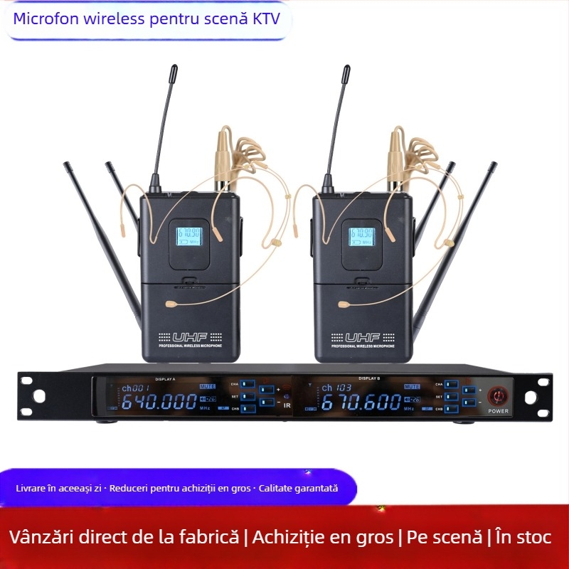 Microfon wireless KTV cu anti-feedback, modelul 8100, SNR ≥95 dB, pentru karaoke și reprezentații live