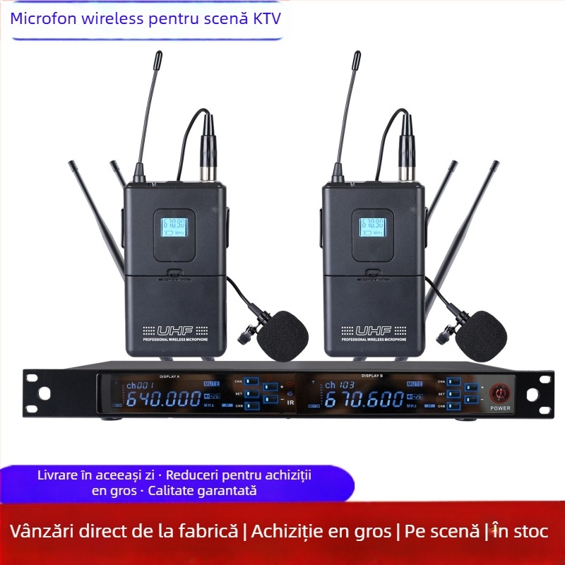 Microfon wireless KTV cu anti-feedback, modelul 8100, SNR ≥95 dB, pentru karaoke și reprezentații live