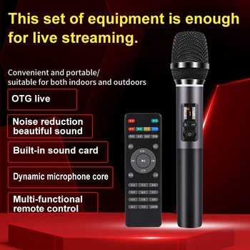 M2 microfon wireless de mână cu placă de sunet încorporată pentru streaming pe PC și pe mobil – Bluetooth 5.0, interval de frecvență 100 Hz–20 kHz, SNR ≥70 dB, baterie 800 mAh, autonomie 3–6 h