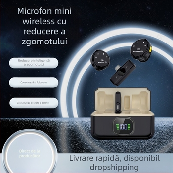 Microfon Lavalier magnetic pentru transmisiuni live, distribuție 1 la 2, baterie încorporată 1000–1200 mAh, răspuns în frecvență 40 Hz–20 kHz, autonomie 3–6 ore