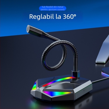 Microfon USB pentru PC H2, pentru jocuri și chat vocal, 2 canale, 20Hz-20kHz, alimentare USB 5V, cu suport