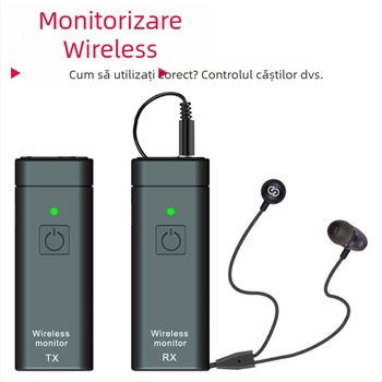 Sistem Wireless de monitorizare in-ear M9 – UHF, return audio în timp real, fără întârziere, bandă de frecvențe 20 Hz-20 kHz, baterie încorporată 300-500 mAh