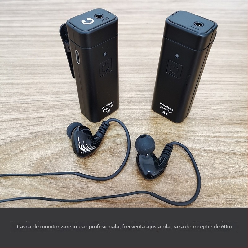 Sistem Wireless de monitorizare in-ear M9 – UHF, return audio în timp real, fără întârziere, bandă de frecvențe 20 Hz-20 kHz, baterie încorporată 300-500 mAh