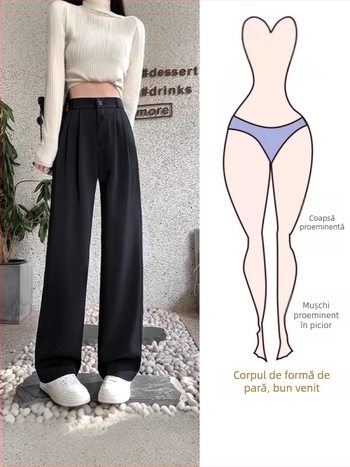 Pantaloni pentru femei drepti, din poliester cu spandex, căptuți cu fleece, groși, talie înaltă, stil toamnă 2025