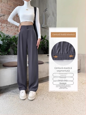Pantaloni pentru femei drepti, din poliester cu spandex, căptuți cu fleece, groși, talie înaltă, stil toamnă 2025