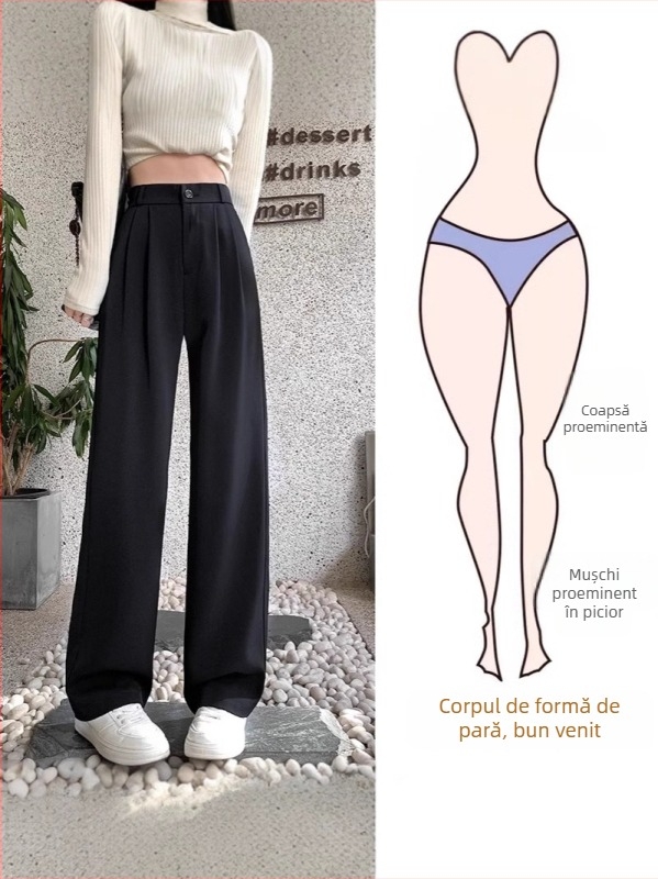 Pantaloni pentru femei drepti, din poliester cu spandex, căptuți cu fleece, groși, talie înaltă, stil toamnă 2025