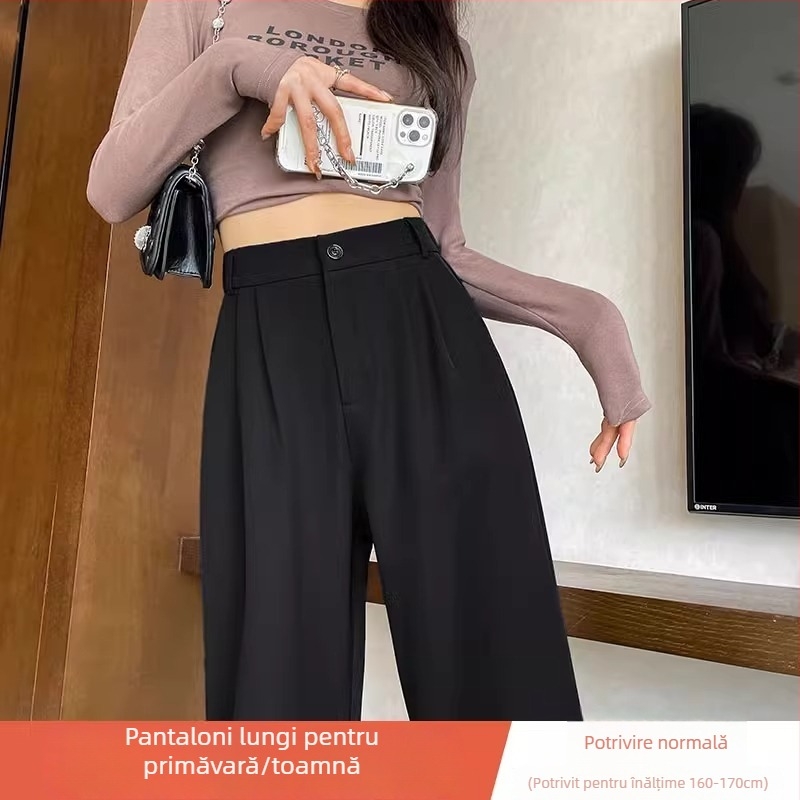 Pantaloni pentru femei drepti, din poliester cu spandex, căptuți cu fleece, groși, talie înaltă, stil toamnă 2025