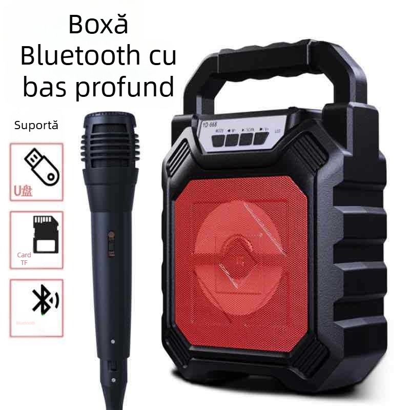 Boxă Bluetooth portabilă pentru exterior 668, cu microfon și subwoofer, pentru dans pătrat