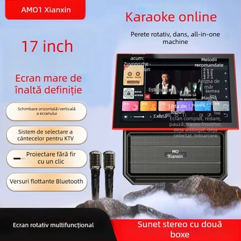 Boxă karaoke wireless all-in-one cu ecran încorporat de 14,1 inch, baterie 6000mAh, Bluetooth 5.3, Wi‑Fi, răspuns în frecvență 20 Hz–20 kHz