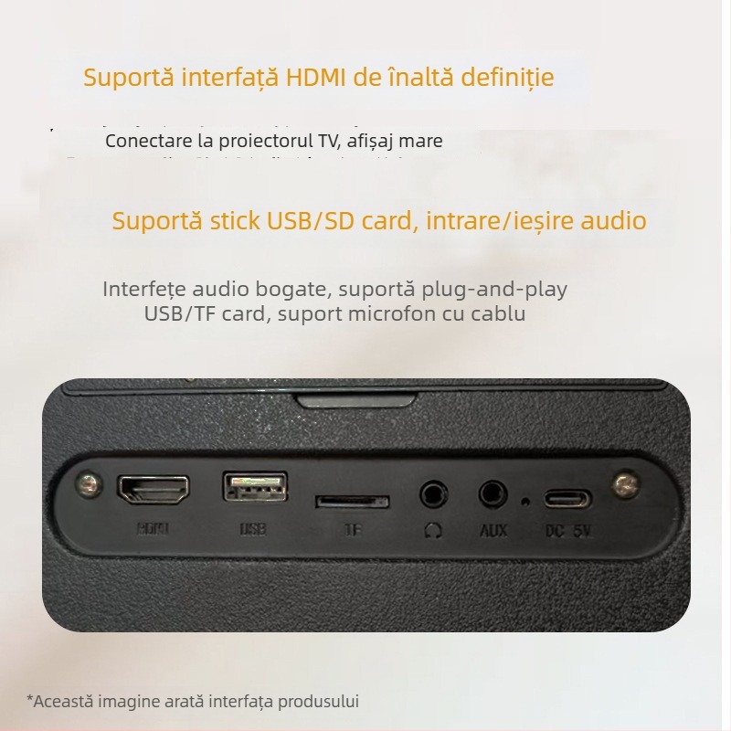 Boxă karaoke wireless all-in-one cu ecran încorporat de 14,1 inch, baterie 6000mAh, Bluetooth 5.3, Wi‑Fi, răspuns în frecvență 20 Hz–20 kHz