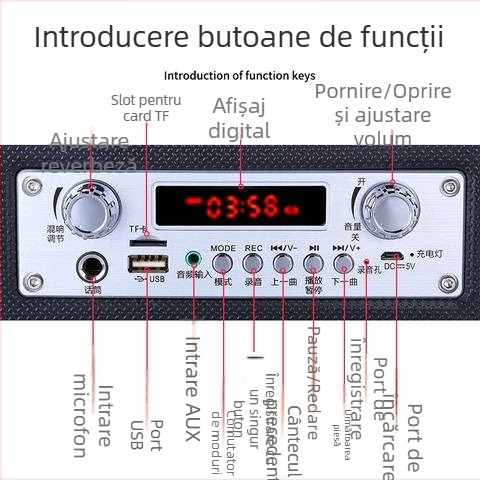 Love Song S23 Difuzor Bluetooth - Portabil pentru exterior, 2 difuzoare, 10W, Bluetooth 5.0, 100Hz-20kHz, baterie încorporată
