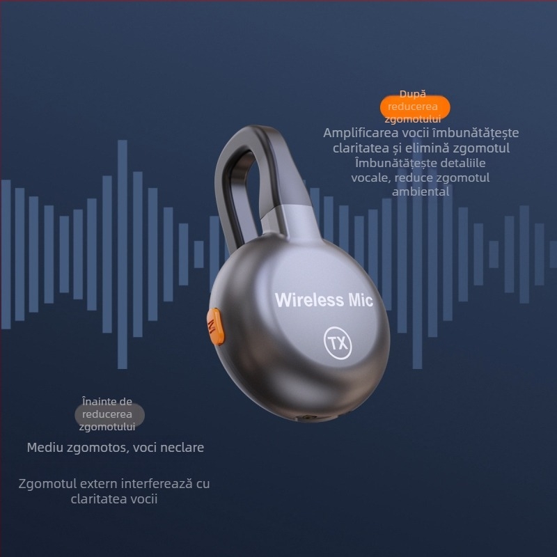 Microfon Lavalier cu clips, design ascuns, pentru transmisiuni live în exterior, reducere zgomot