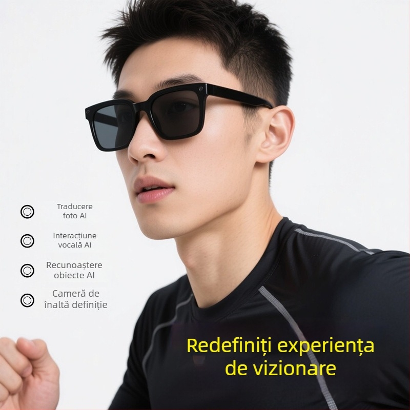 Ochelari inteligenți AI: înregistrare 4K cu stabilizare, Bluetooth până la 10 m, control prin atingere și voce, traducere în timp real