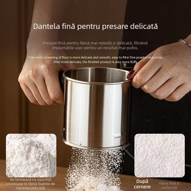 Cernător de făină din oțel inoxidabil, manual semi-automat, sită cu ochiuri fine, pentru coacere