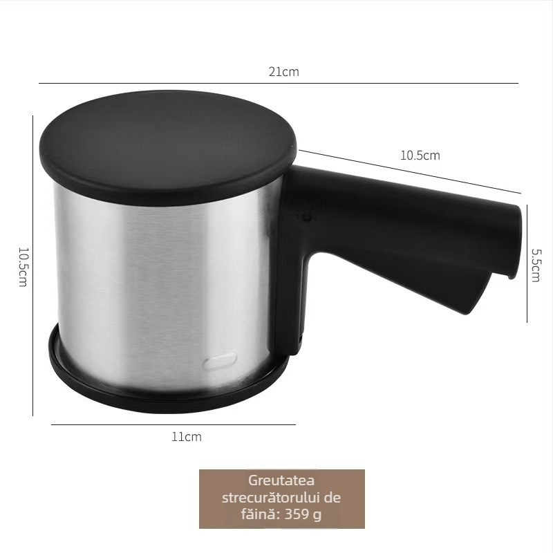 Cernător de făină din oțel inoxidabil, manual semi-automat, sită cu ochiuri fine, pentru coacere