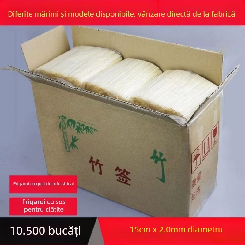 Bețișoare de bambus pentru street food – de unică folosință, bețișoare groase pentru grătar, potrivite pentru prăjituri cu sos și tofu mirositor, personalizare disponibilă, design modern și simplu, calitate de primă clasă
