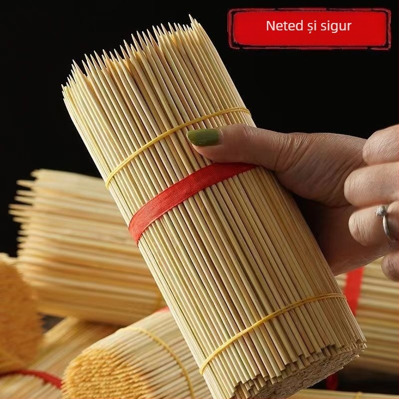 Bețișoare de bambus pentru street food – de unică folosință, bețișoare groase pentru grătar, potrivite pentru prăjituri cu sos și tofu mirositor, personalizare disponibilă, design modern și simplu, calitate de primă clasă