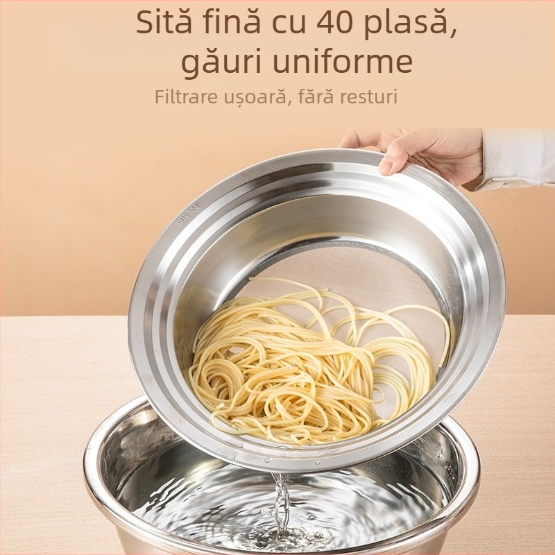 Cernitor de făină din oțel inoxidabil 304, sită rotundă cu plasă, pentru coacere