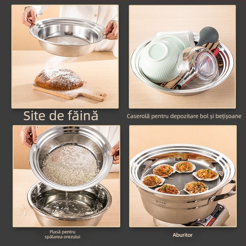 Cernitor de făină din oțel inoxidabil 304, sită rotundă cu plasă, pentru coacere