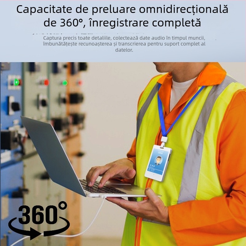 Insignă de lucru 4G cu înregistrare, poziționare BeiDou GPS, inteligență artificială, Windows OS, rază 1,5–4 m