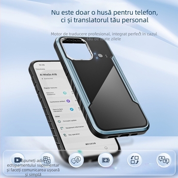 Dispozitiv de traducere cu interpretare în timp real AI, Bluetooth, rază de 10 m, carcasă din ABS+PC+aliaj de aluminiu