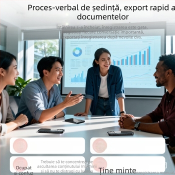 Dispozitiv de traducere cu interpretare în timp real AI, Bluetooth, rază de 10 m, carcasă din ABS+PC+aliaj de aluminiu