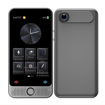 Translator cu interpretare simultană D1c, Android, Bluetooth, rază fără fir 10 m, control prin buton și ecran tactil, apeluri video, integrare ChatGPT, caroserie ABS, 185 g