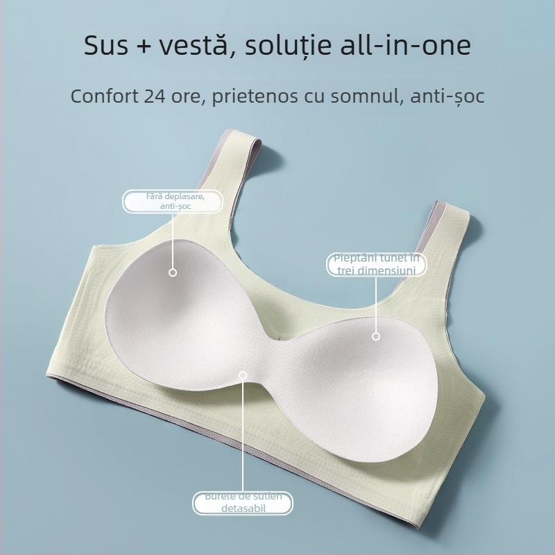 Top din nailon pentru bust, fără cusături, cupe pline și cupe modelate subțiri, stil vestă, minimalist, respirabil și confortabil