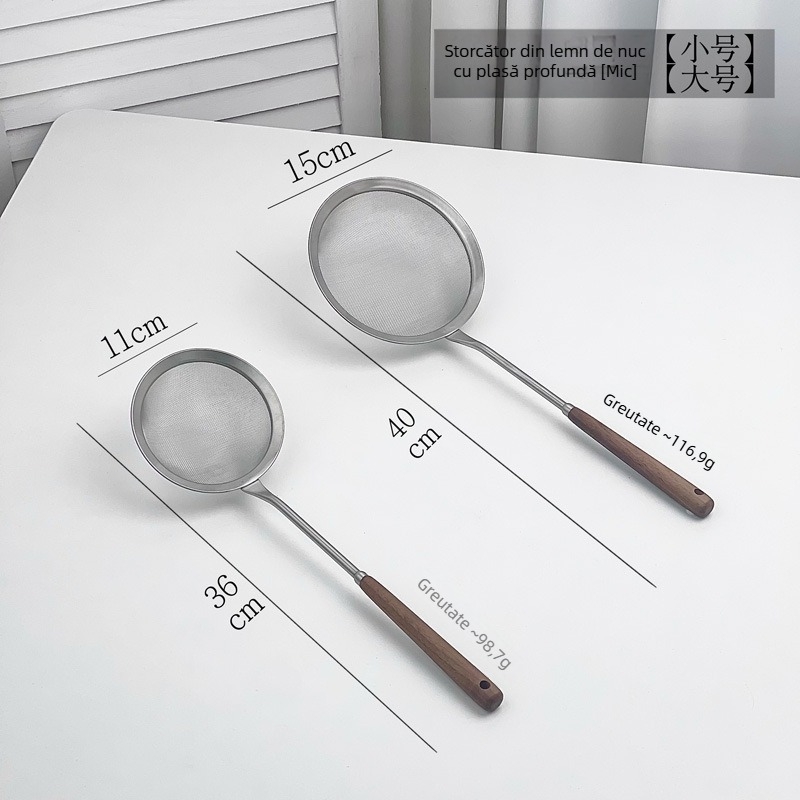 Sită de făină Jia Dian – Oțel inoxidabil 304, Plasă adâncă, Walnut Deep Mesh Leak, Stil Chinez Nou