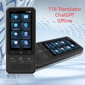 Translator portabil inteligent offline — 138 de limbi, Android, Bluetooth, rază wireless de 10 m, ecran tactil cu butoane, ABS