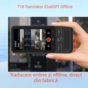 Translator portabil inteligent offline — 138 de limbi, Android, Bluetooth, rază wireless de 10 m, ecran tactil cu butoane, ABS