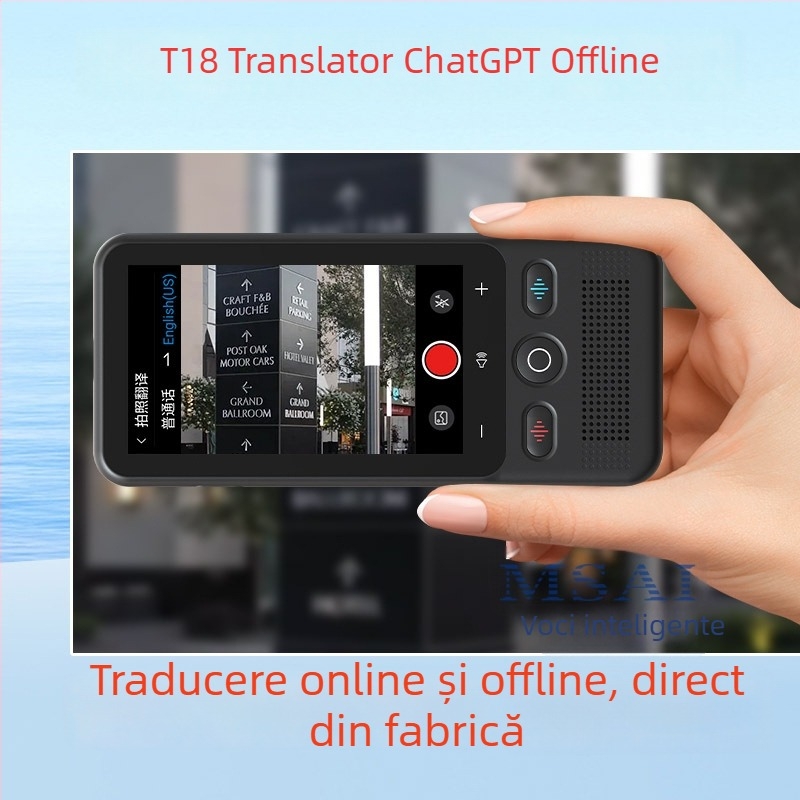 Translator portabil inteligent offline — 138 de limbi, Android, Bluetooth, rază wireless de 10 m, ecran tactil cu butoane, ABS