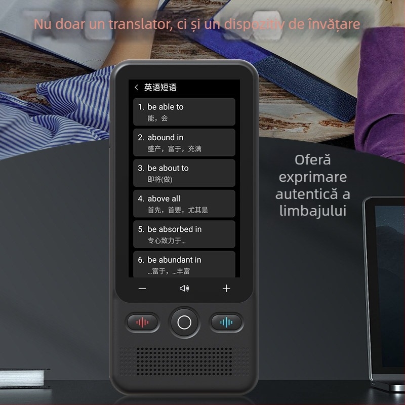 Translator portabil inteligent offline — 138 de limbi, Android, Bluetooth, rază wireless de 10 m, ecran tactil cu butoane, ABS