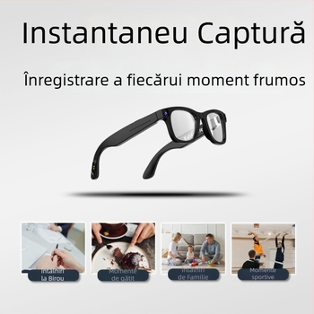 Ochelari inteligenți G-300, cameră 8MP, memorie 32GB, montare pe cap, control tactil + buton, baterie 220