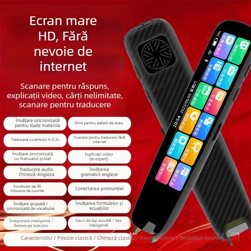 Pix de citire inteligent pentru elevii de gimnaziu și liceu, model M12, dimensiuni 170×60×40 mm, greutate 140 g, baterie litiu reîncărcabilă