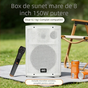 Sistem boxe Bluetooth pentru karaoke cu baterie încorporată, set cu 2 difuzoare, 50W, Bluetooth 5.3, 20Hz–20kHz, SNR ≥85dB