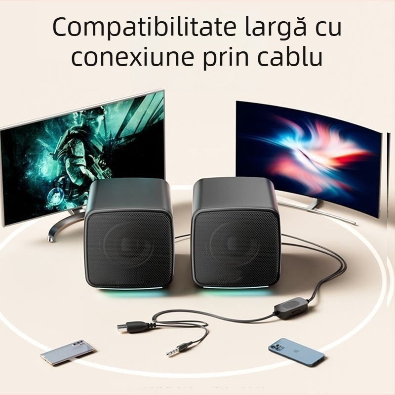 Boxă USB mini pentru calculatoare cu difuzoare duale, interfață USB și alimentare 5V