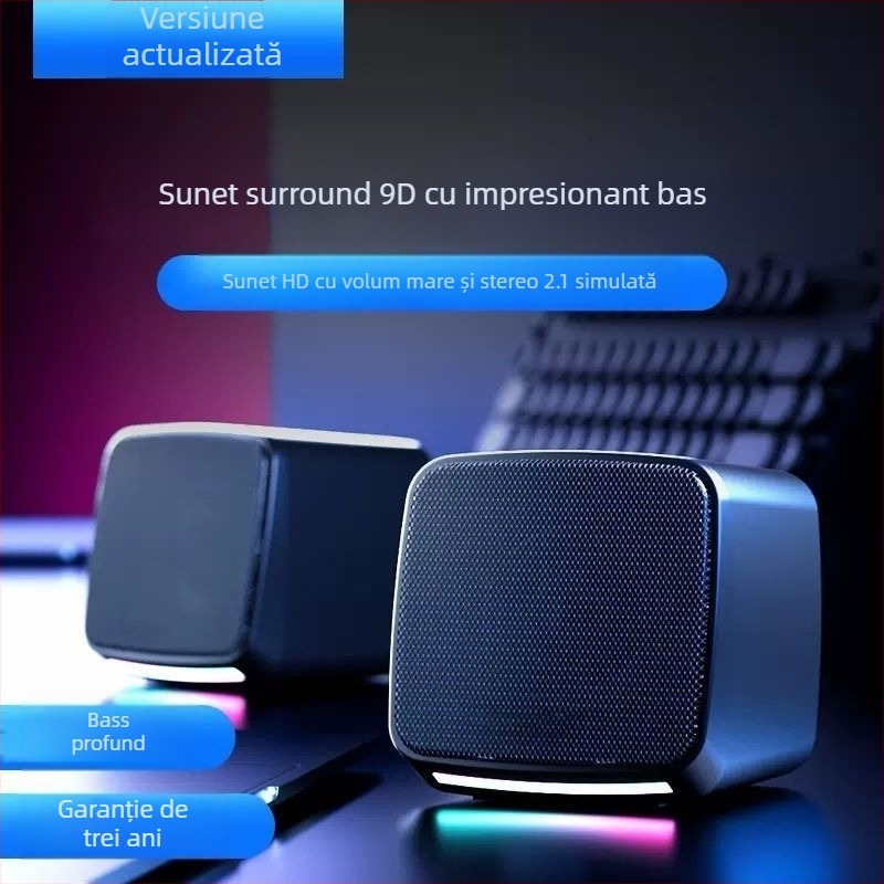 Boxă USB mini pentru calculatoare cu difuzoare duale, interfață USB și alimentare 5V