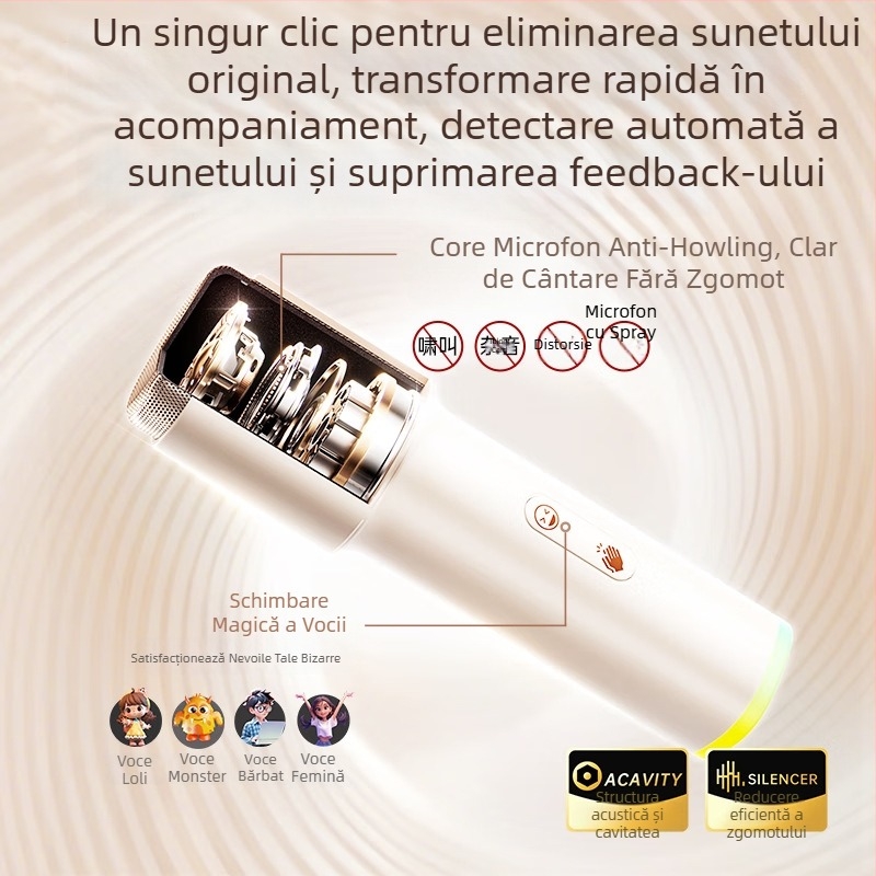 Boxă karaoke cu afișaj de versuri și microfon încorporat, Bluetooth 5.0, două difuzoare, baterie 4000–6000 mAh