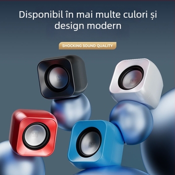 Boxe desktop pentru calculator, cu (2 canale stereo, alimentare USB, intrare 12V, putere 3W, redare MP3)