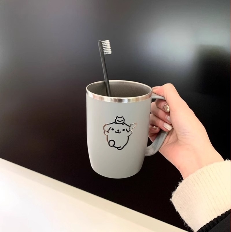 Ceașă pentru clătire gurii din oțel inoxidabil 304, cu mâner, set pentru familie de trei, imprimare logo disponibil