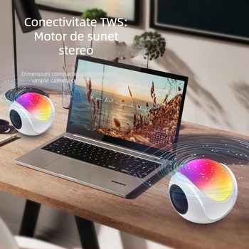 Difuzor Bluetooth mini de birou — Bluetooth 5.3; putere 3W; răspuns în frecvențe 60 Hz–15 kHz; SNR ≥85 dB; baterie încorporată 800–1000 mAh