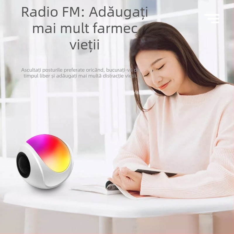 Difuzor Bluetooth mini de birou — Bluetooth 5.3; putere 3W; răspuns în frecvențe 60 Hz–15 kHz; SNR ≥85 dB; baterie încorporată 800–1000 mAh