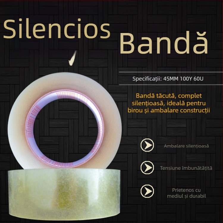 Brilliant Up bandă de ambalare silențioasă, substrat din film PET, partea din spate PET, adeziv pe bază de apă, bandă de ambalare transparentă, seria Silent Tape