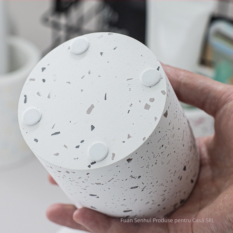 Suport pentru periuțe din diatomit și lut, stil terrazzo; montaj fără găuri; imprimare logo; personalizare disponibilă; ambalaj 60 bucți