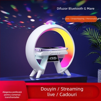 Difuzor Bluetooth cu iluminare RGB și ceas cu alarmă, baterie încorporată 1200-2000mAh, suport card TF
