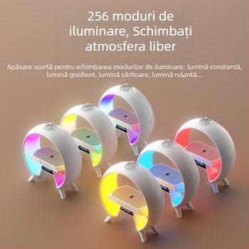 Difuzor Bluetooth cu iluminare RGB și ceas cu alarmă, baterie încorporată 1200-2000mAh, suport card TF