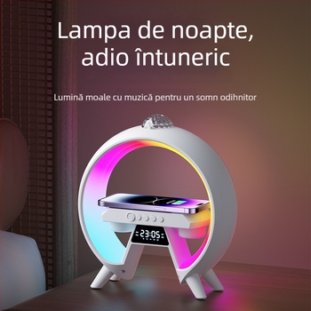 Difuzor Bluetooth cu iluminare RGB și ceas cu alarmă, baterie încorporată 1200-2000mAh, suport card TF