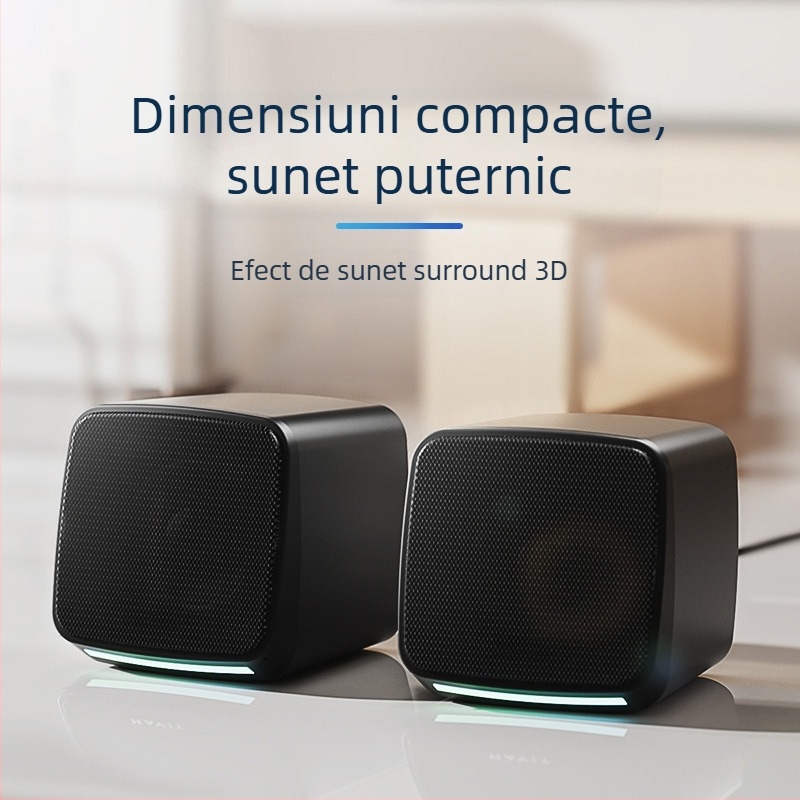 Boxe USB pentru desktop pentru calculator, stereo, două difuzoare, 5V, 6W, sunet 3D / Surround virtual, intrare 3,5 mm, redare MP3