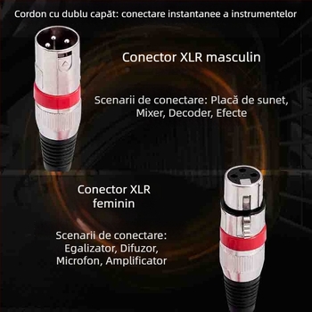 Set cabluri XLR audio, masculin spre feminin, placare nichel, miez din cupru pur, cupru neoxigenat, greutate 0,5 kg
